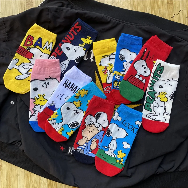 Kawaii Peanuts Snoopy Cotton Socks Short Socks Sports Socks Soft Breathable Sweat Absorption Versatile Couple Girls Toys Gift