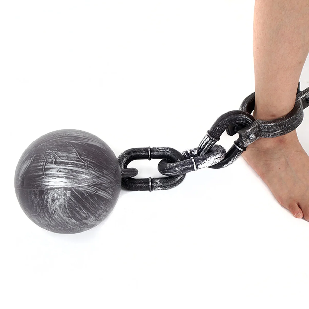Cadena de bolas de hierro para pierna, grillete de plástico ligero, accesorio de actuación de prisionero, disfraz de Halloween, fiesta de película