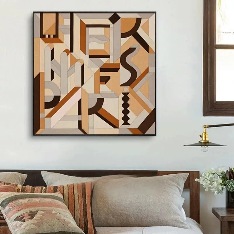 Wholesale Customize Modern Handmade Textured Geometry Design Natural Abstract Oil Painting for Home Living Room Wall Art Dec