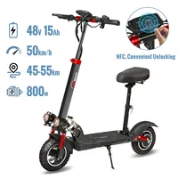 Electric Scooter With Seat 800W Max Speed 45-50KM/H Range 35-55KM 10 Inch Off-Road Tires Dual Shock Absorbing Folding EScooter
