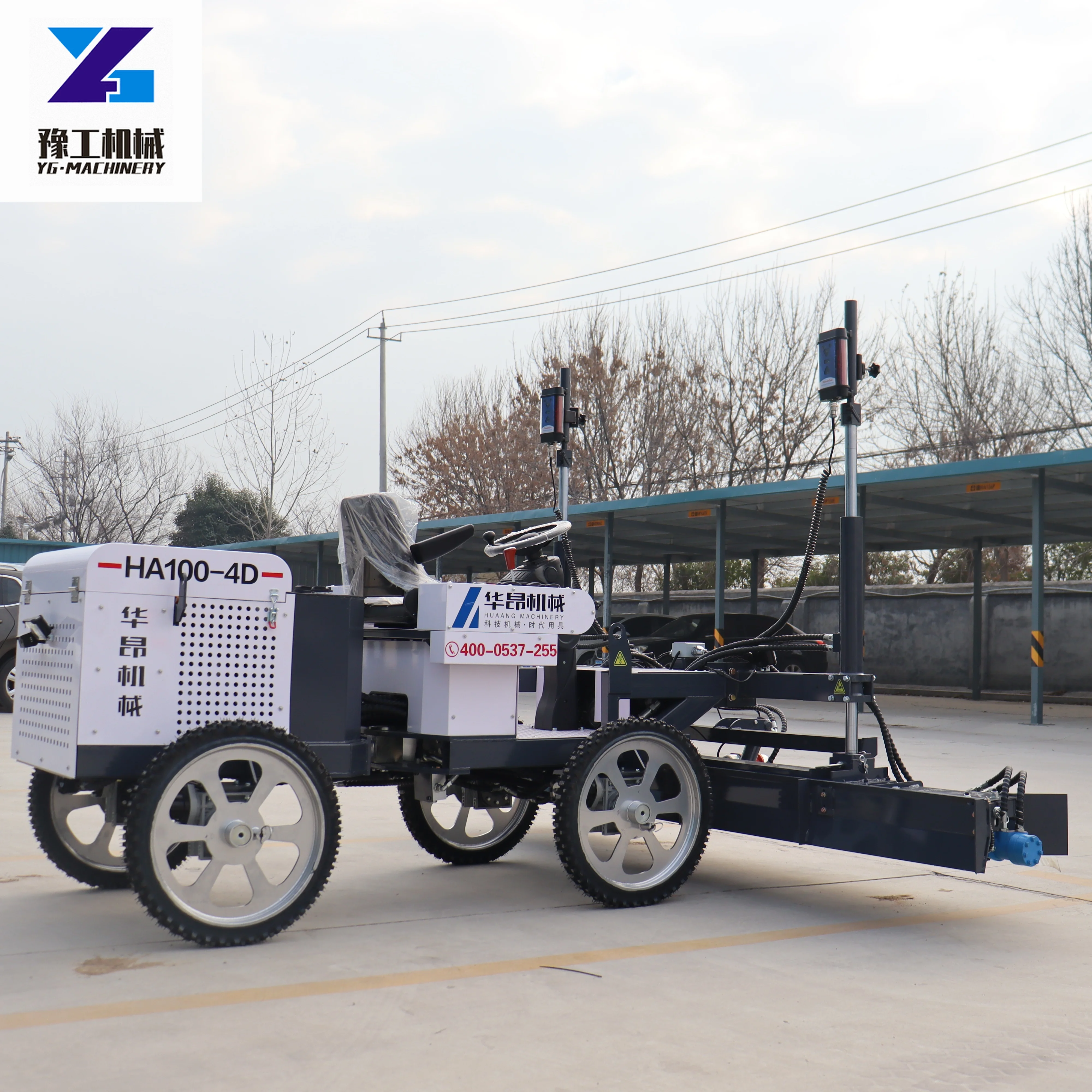 Four Wheel Laser Leveling Machine Concrete Screed Vibratory Screed Cement Screed Used For High Efficiency Ground Leveling