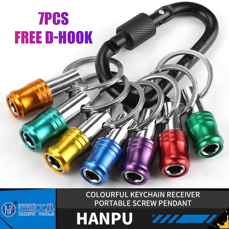 HANPU  Colourful Keychain Receiver Set 7PCS Portable Screw Pendant A Must-Have Power Tool Accessories