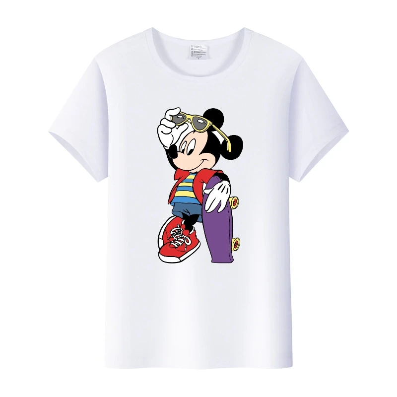 Kawaii Mickey Mouse Tops Disney Cartoon Tshirts Summer Tees Women Plus Size Y2K Clothes Half Sleeve O-Neck Blouse Child T-shirts