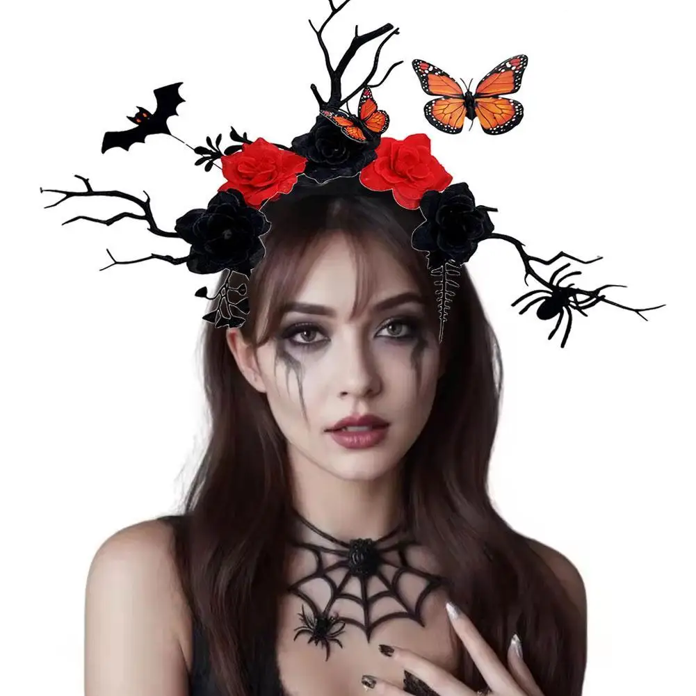 

Halloween Antler Headbands With Bat Detail And Black Plastic Branch Costume Headwear For Themed Celebrations