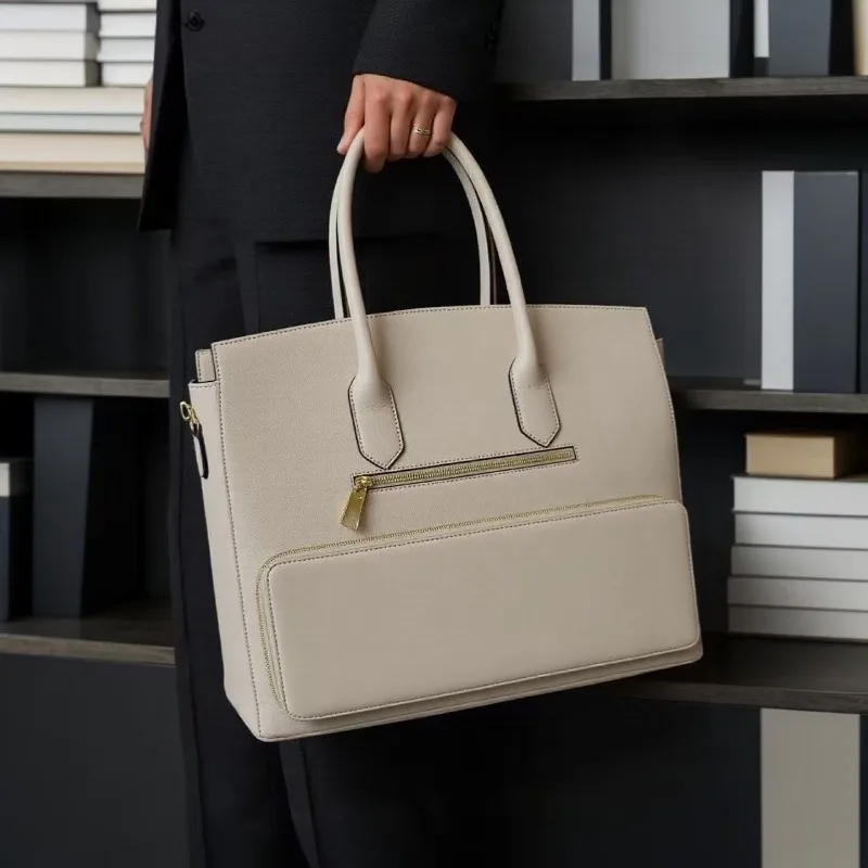 Leather ladies lunch bag thermal handbag office handbag, environmentally friendly waterproof shoulder bag casual fashion