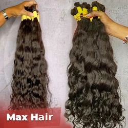Trenzado a granel ondulado Natural puro con cutículas extensiones de cabello humano indio crudo intacto sin trama cabello trenzado negro Natural hasta 30