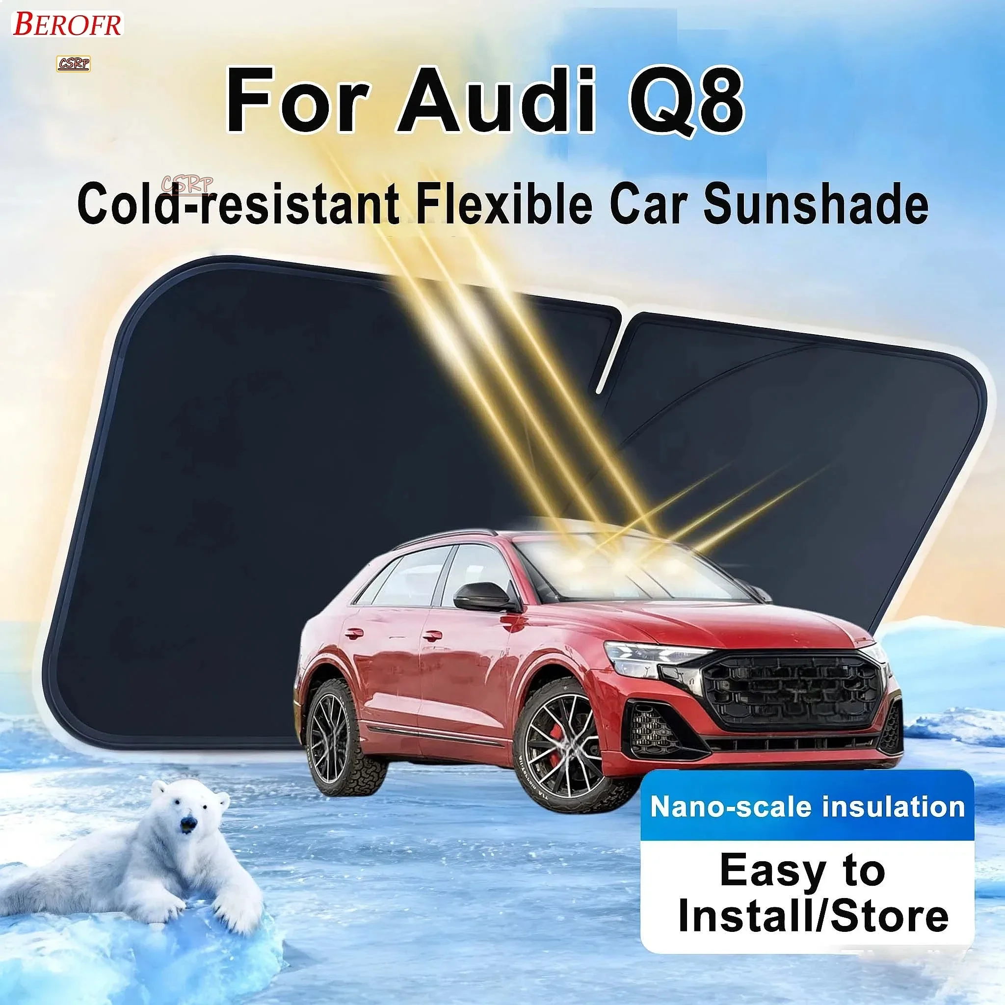 For Audi Q8 2024-2026 Car Windshield Sunshade Cover Front Window Sun Shade Heat Insulation Summer Auto Accessories