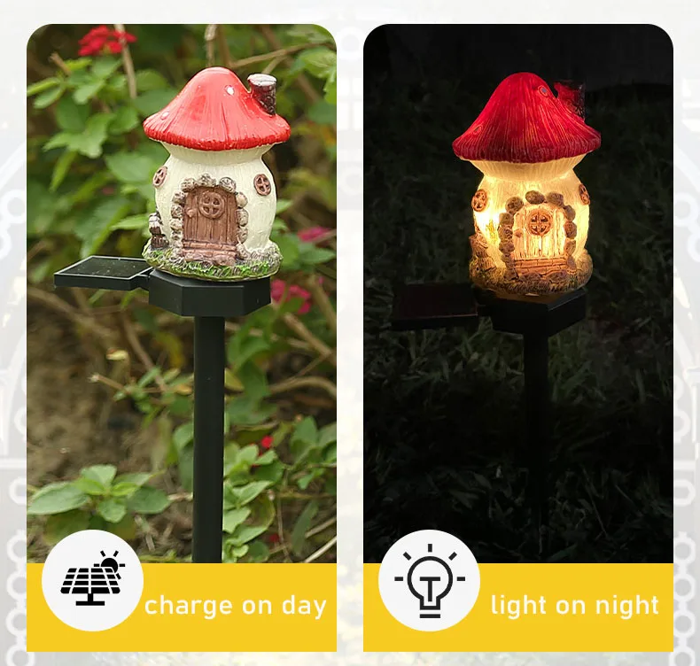 Solar Lights Resin House Floor Lamp Outdoor Waterproof LED Lamp Courtyard Decoration Lawn Landscape Lamp