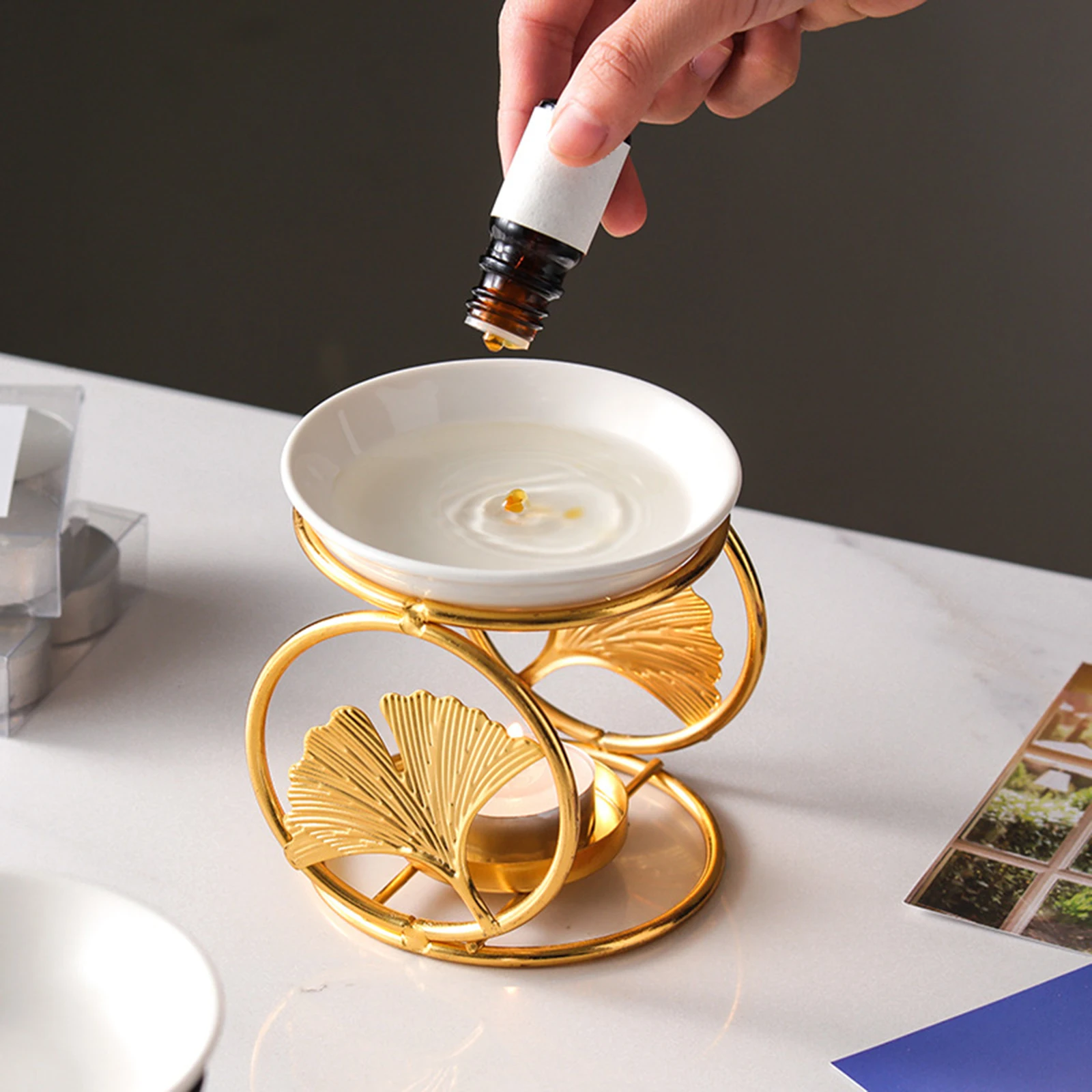 Modern Aromatic Oil Burner Deer Ceramic Essential Oil Candle Holder Wax Melt Burner Warmer Melter Fragrance for Home Office