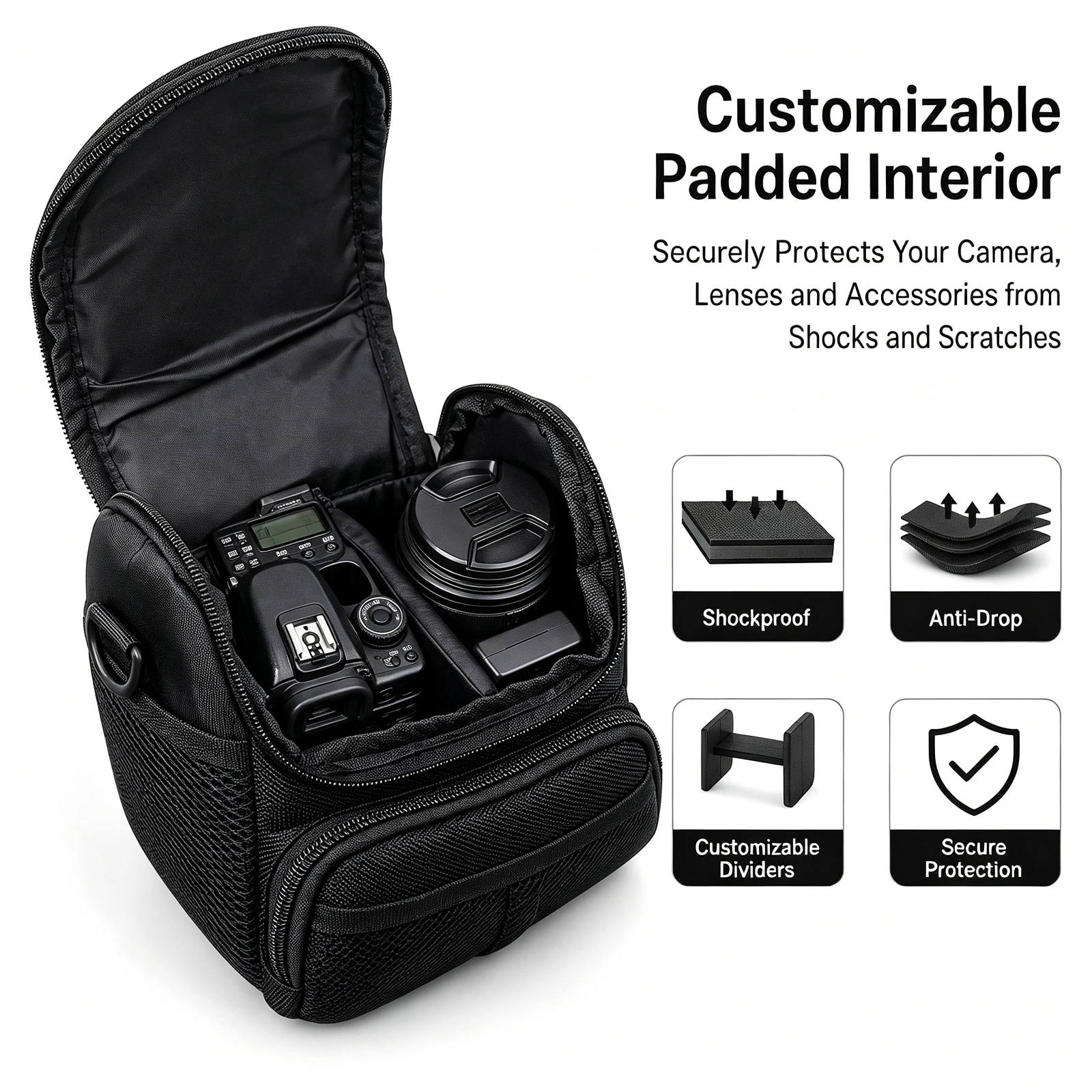Ultimate Travel Essential Camera Case, Protective Digital Camera Case for Nikon SLR DSLR, Waterproof Lightweight Crossbody Shoulder Bag for D40, Travel Photography Must-Have Accessory, Large Capacity Travel Gear for Photographers, Perfect Stocking Stuffer