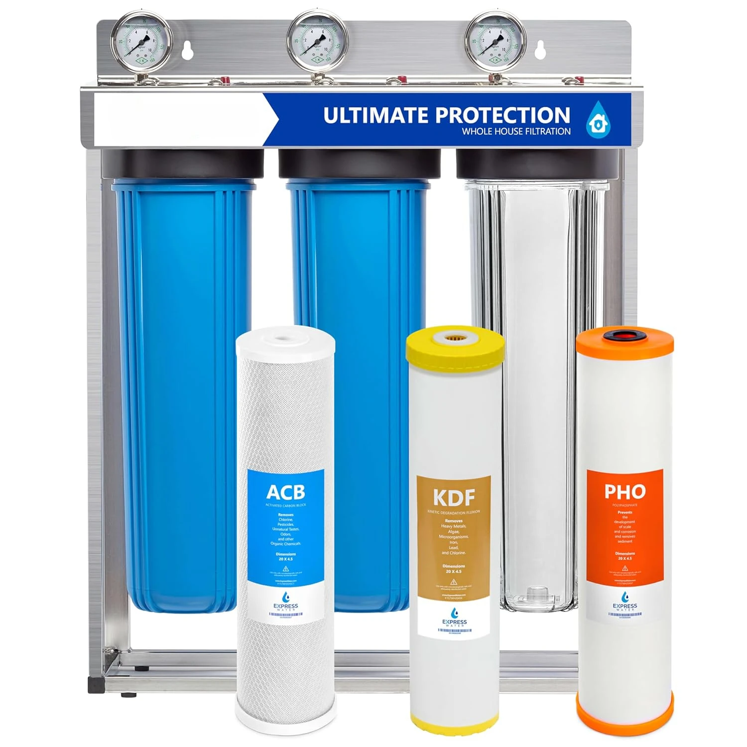 Ultimate Protection Whole House Water Filter System Polyphoshate,Carbon Filters - Clean Drinking Water