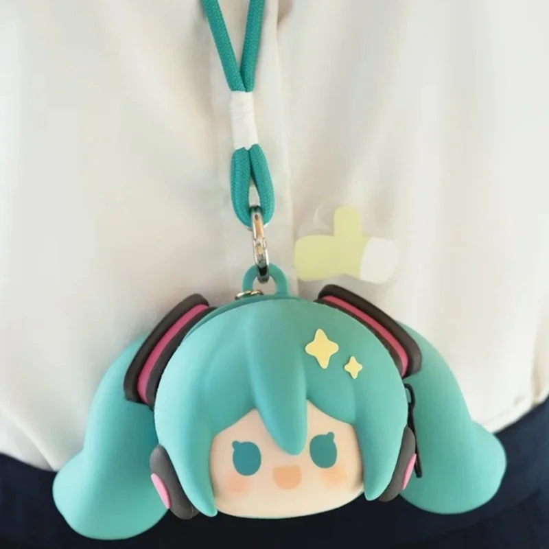 Hatsune Miku سماعة حقيبة لعبة عصرية Kawaii الكرتون الشكل لطيف دمية الفينيل قلادة المفاتيح أنيمي الطرفية طفل هدية