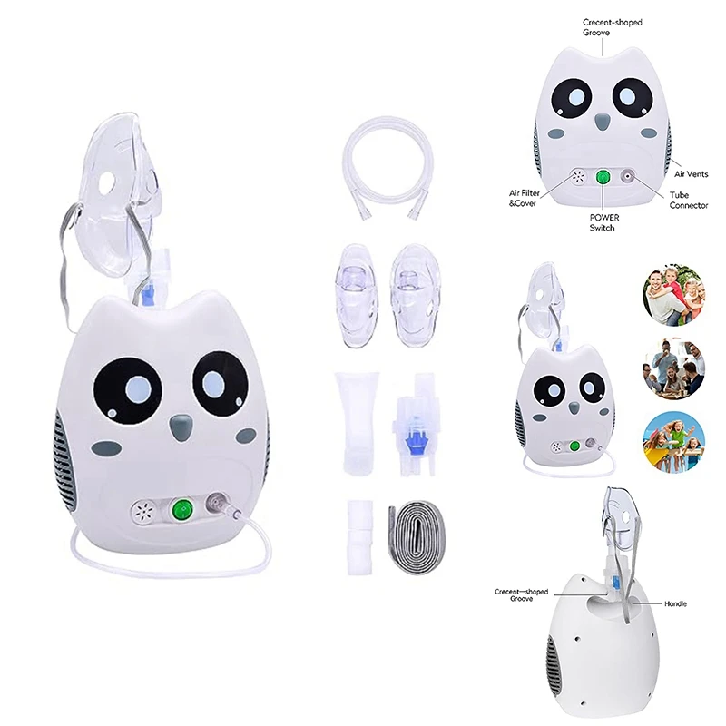 Portable Atomizer For Children And Adults, Compressor Atomizer For Home And Travel, Cartoon Design (Cute Owl)