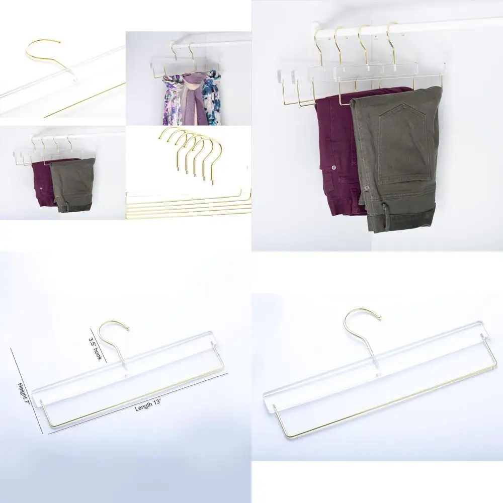 

Gold Hook Acrylic Hanger - Heavy Duty for Pants, Slacks | Elegant Closet Organizer | Lucite Design for Home & Retail