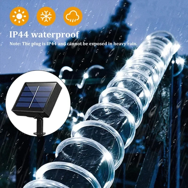 32m/22M/12M/7M Rope Strip Light Solar Outdoor Lights Waterproof Tube Fairy Light Strings Outdoor Garden Christmas Garland Decor