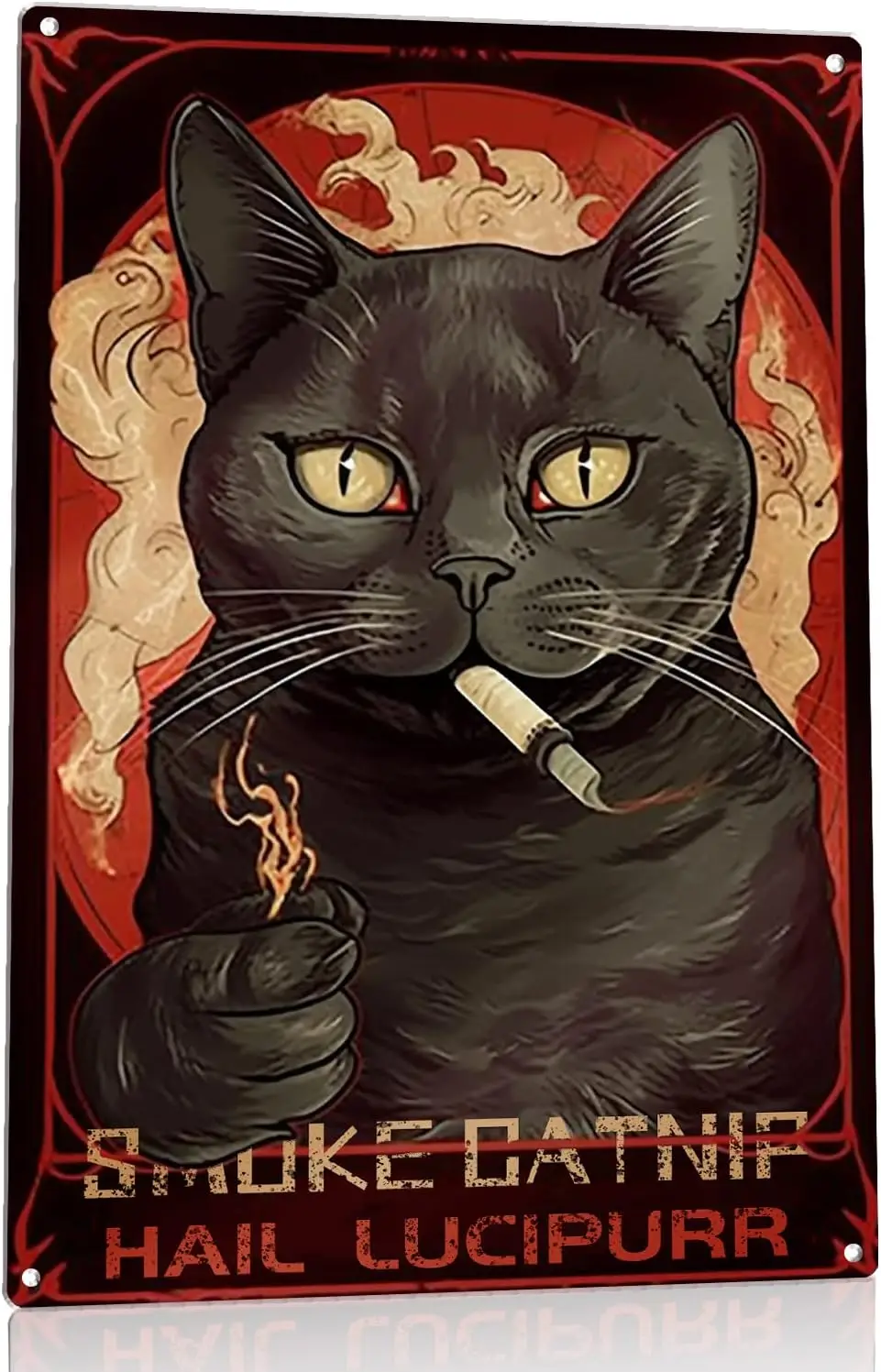 Cat Smoke Catnip Hail Lucipurr Tin Signs Vintage Office Decor Retro Decor Gift For Men Women 8x12 in