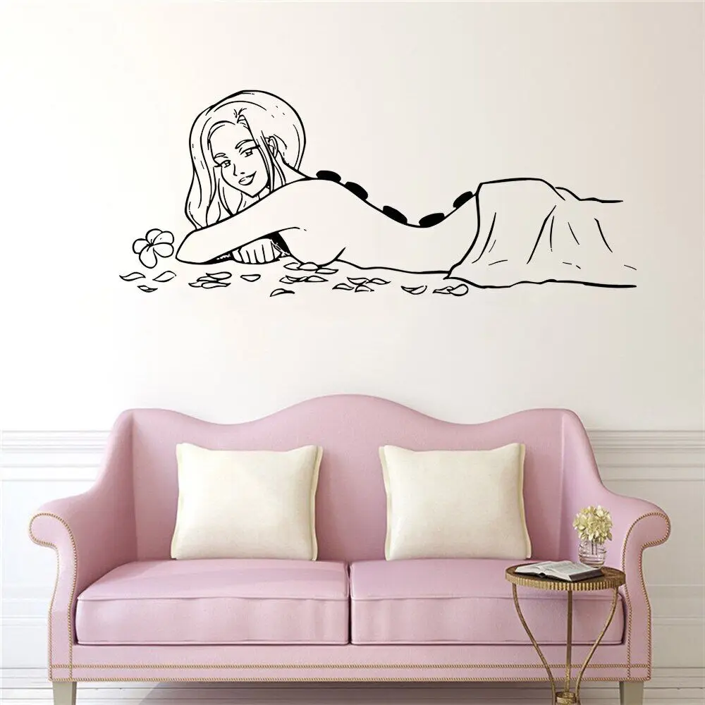 Wall Vinyl Sticker Decals Mural Room Design Pattern Spa Beauty Salon Thai Massage Relax Girl Professional Foot Decoration