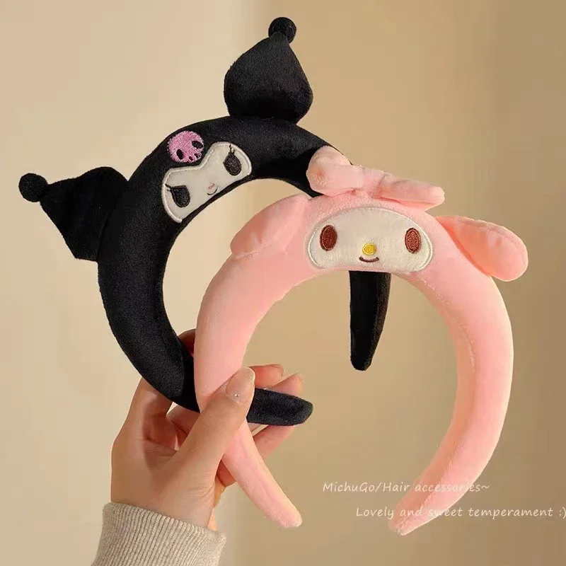 

Sanrio плюшевые мягкие уши Kuromi повязка на голову для женщин мультяшный Коричный повязка для волос для девочек Милая моя мелодия аксессуары для волос Дети Косплей подарок