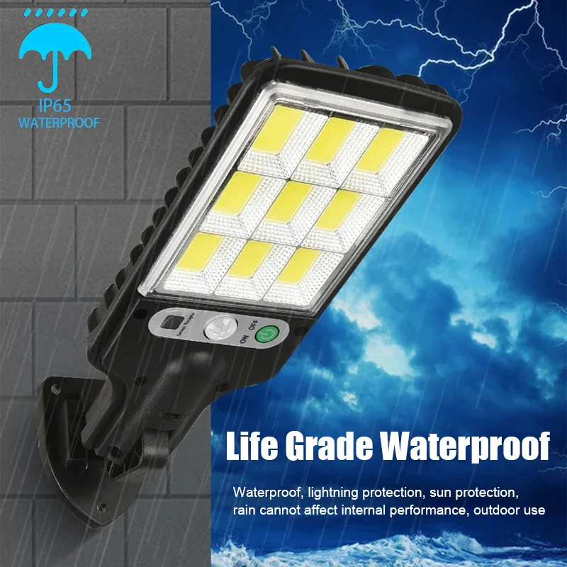 4 قطعة أضواء الشمسية في الهواء الطلق أضواء كاشفة مقاومة للماء مع محس حركة و 3 طرق التحكم عن بعد 108LED ضوء الشارع الشمسي IP65 #3