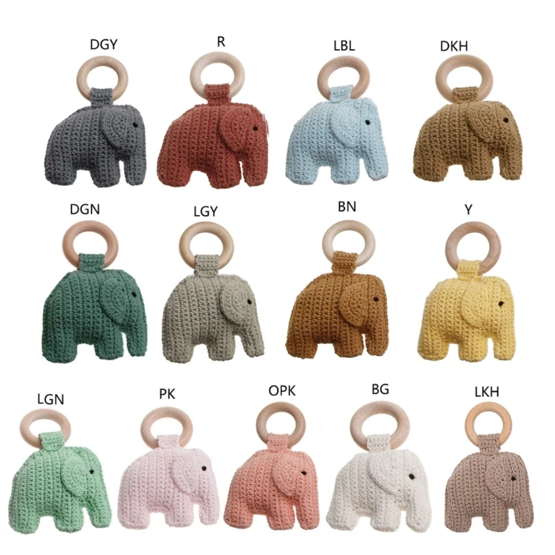 

Novelty Elephant Crochet Baby Teething Molar for Play Toy for Training Chew Gum Anti-Eating Finger Baby Molar BPA-