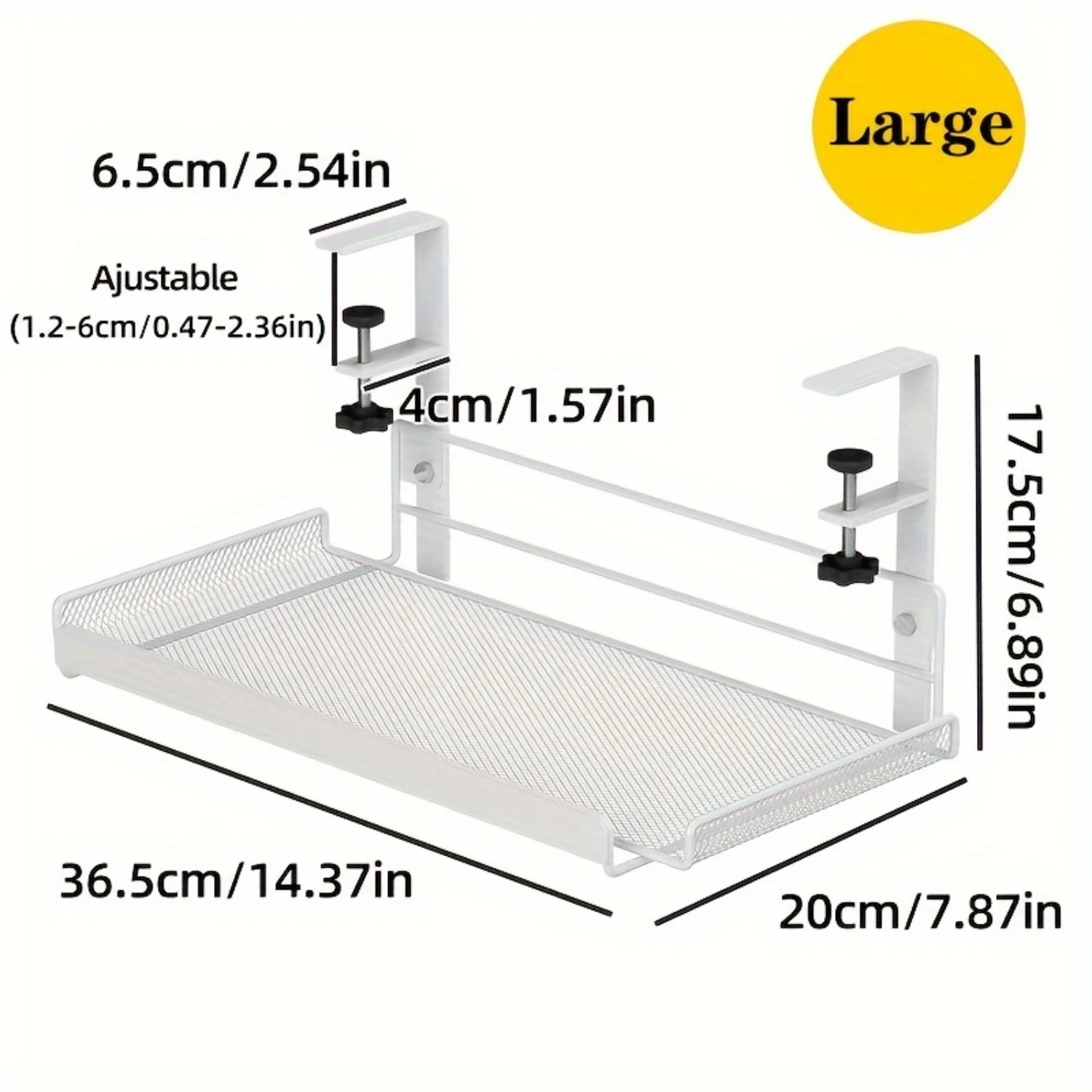 Under-Desk  Organizer - No-Drill Iron Cable Management Tray, Rectangular Desk Side Cabinet With Paint Finish Tea trays Tray Tea