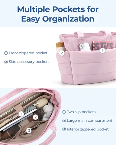 BAGSMART женская сумка для поездок и отдыха, большая, мягкая, однотонная — фото устройства