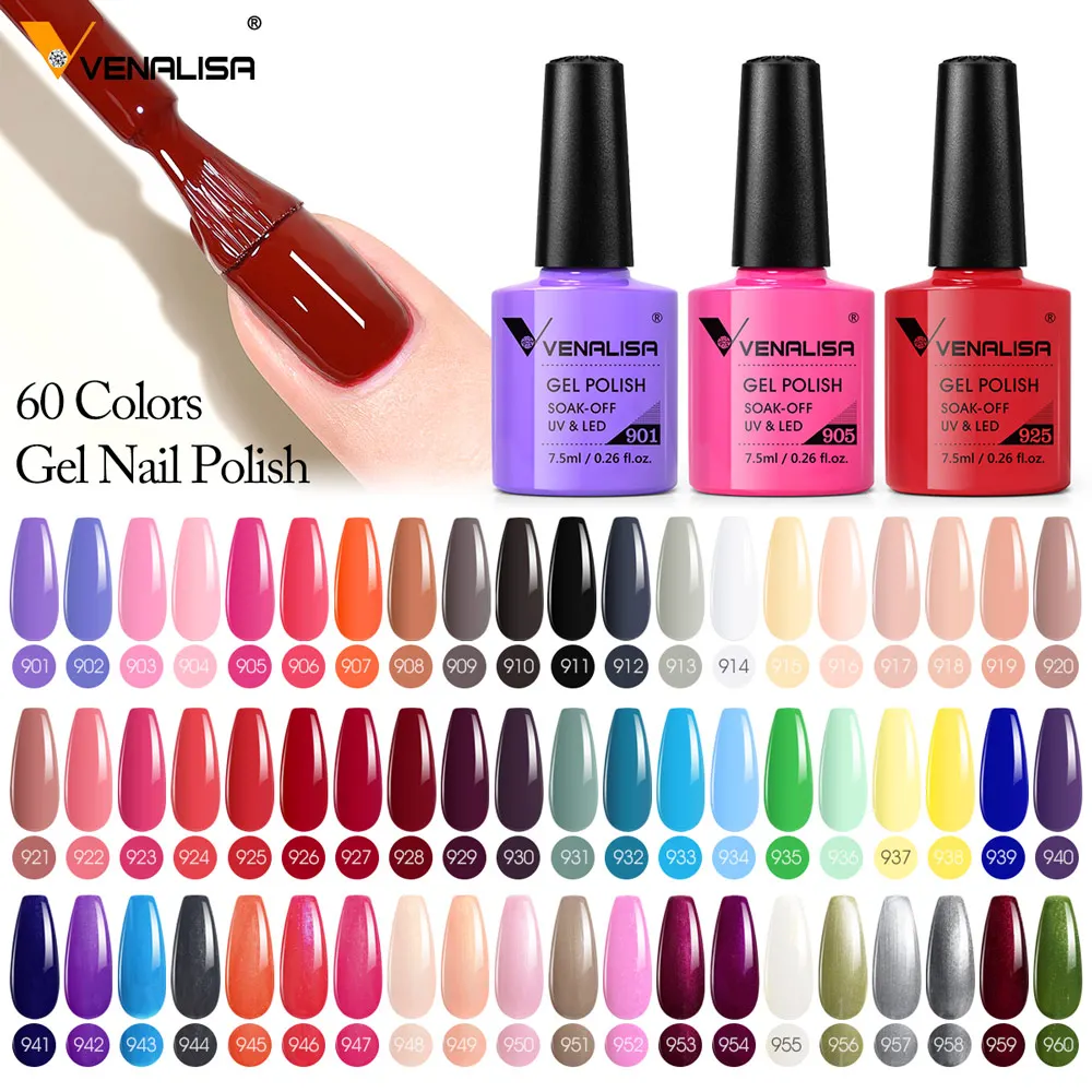 12pcs*7.5ml VENALISA Nail Gel Polish Full Coverage Varnish Original Nail Art Manicure 60 Colors Soak Off LED UV Gel Lacquer