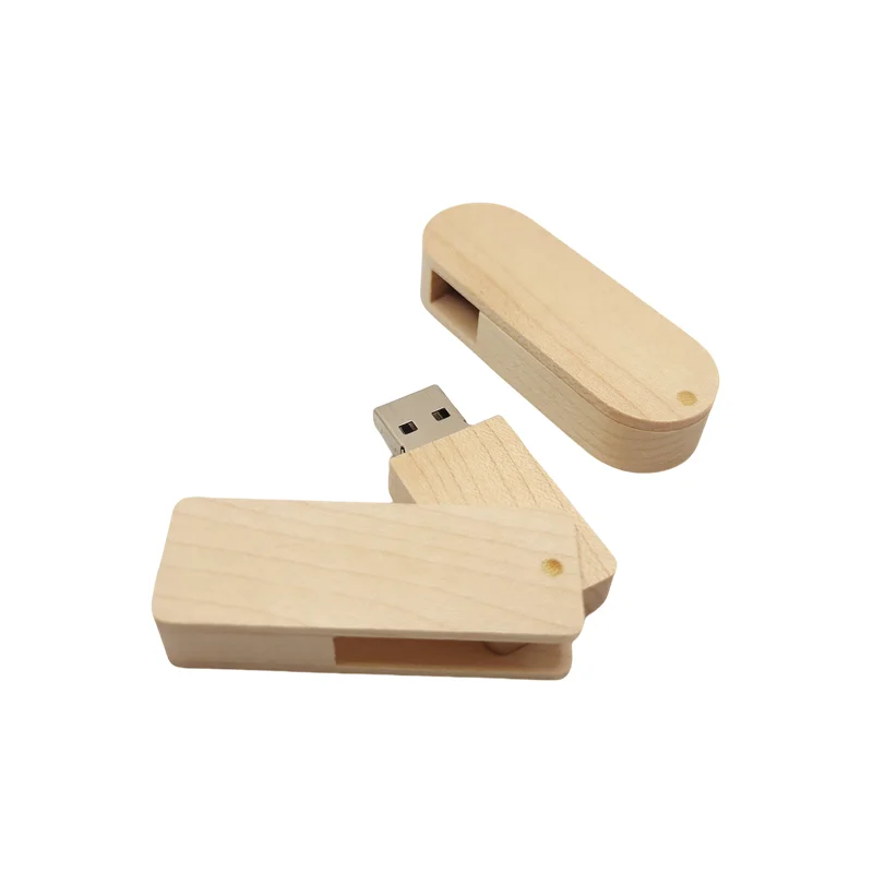 Free Custom Laser Engraving LOGO Maple Wooden Rotate USB2.0 Flash Drive 4GB 8GB 16GB 32GB 64GB 128GB