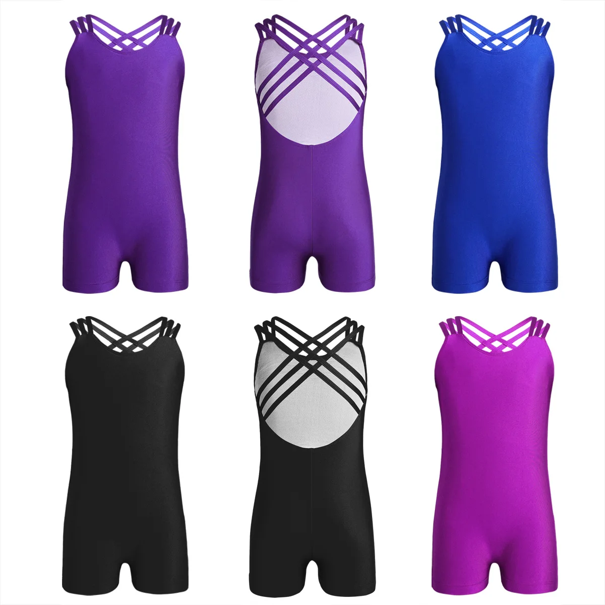 

Kids Strappy Sleeveless Ballet Leotards Children Dance Clothes Short Unitard Bodysuit Girl Gymnastic Leotard Jumpsuit Dance Wear