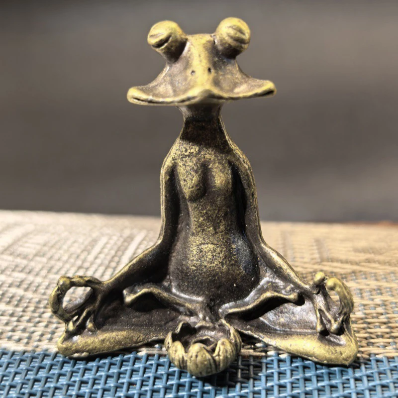1PC Retro Copperware Incense Socket Zen Frog Ornaments Solid Pure Copper Frog Tea Pet Incense Holder Ornaments