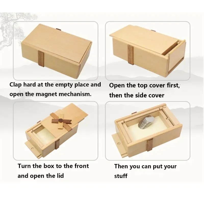 Puzzle Gift Case Box with Secret Compartments Wooden Money Box to Challenge IQ Box Gift