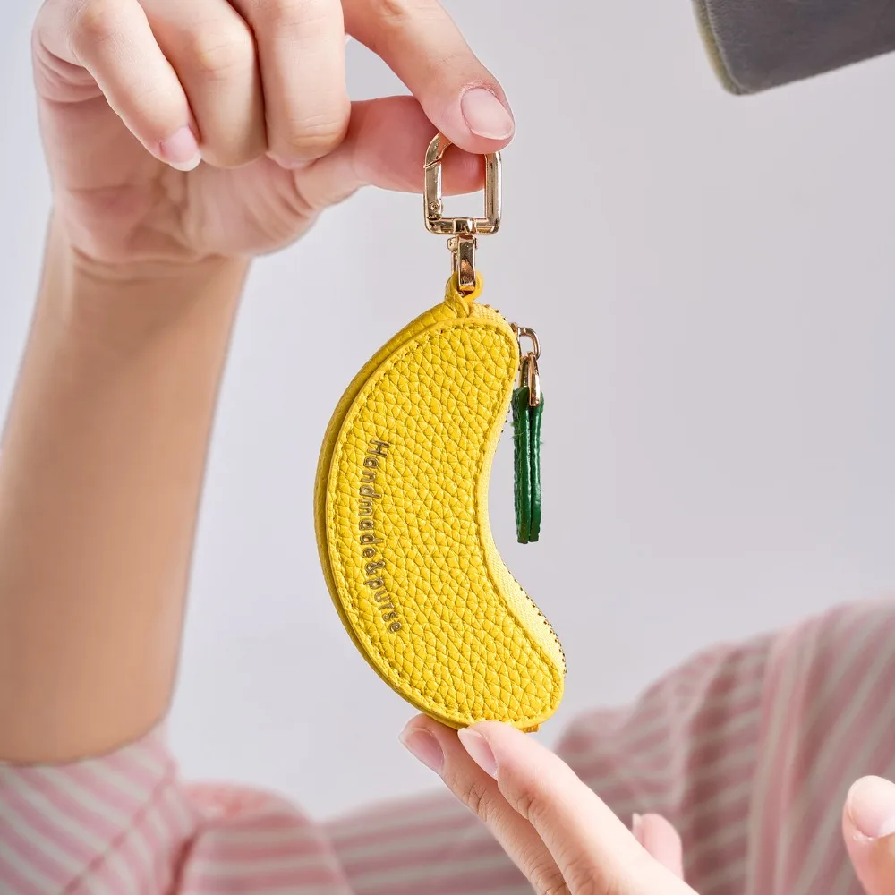 Fruit Series Bag Charms PU Leather Mini Coin Purse Cute Small Earphone Storage Pouch Portable Keychain Wallet Women Decor Gift