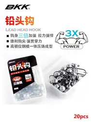 20pcs BKK 9060 Fishing Hooks 1.8g-14g Crank Anti-rust High Carbon Steel Soft Worm Bait Barbs 3X Jig Lead Head Hook Tackle Tools