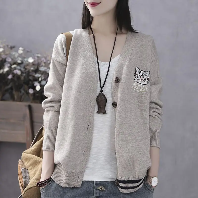 

High-End Knitted Sweater Coat for Women No Pilling Early Autumn Dongguan Daliang Non-Ball Fem Early Autumn South Oil Women...