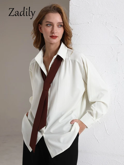 Oversize Button Shirt | Button Shirt Long Oversize | Tie Women Blouse  Oversize - 2023 - Aliexpress