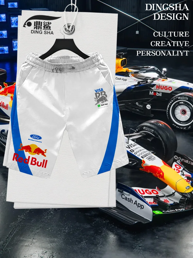 

Мужские летние повседневные брюки из полиэстера 2026 Red F T Youth Formula Racing Suit Quick Dry, укороченные (до колена)