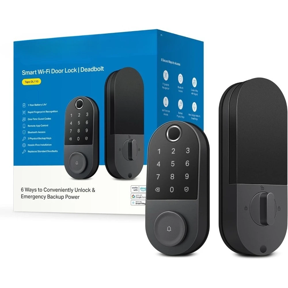 عرض ساخن. قفل الباب الذكي TP-Link، ديدبولت، دخول بدون مفتاح، التعرف على بصمات الأصابع، لوحة مفاتيح تعمل باللمس ومراقبة داخل التطبيق - الأفضل #1