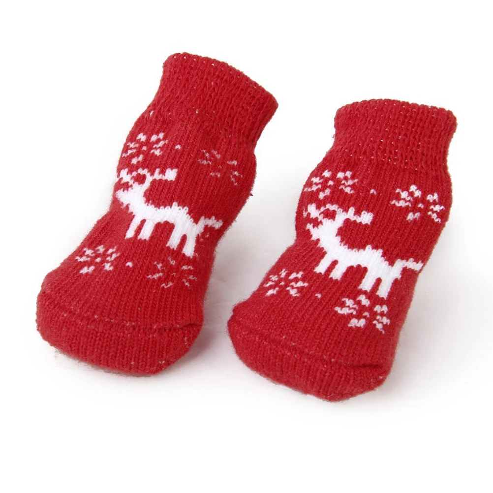 

4 Pcs Pet Socks Size Cat Supplies Reindeer Style Dog Christams Safe Cold Weather