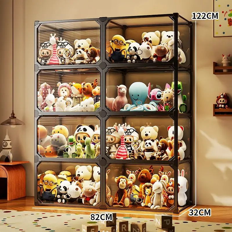 Plush Toy Storage Solution Doll Storage Bucket for Fabric Figures Transparent Box Doll Display Cabinet Shelf
