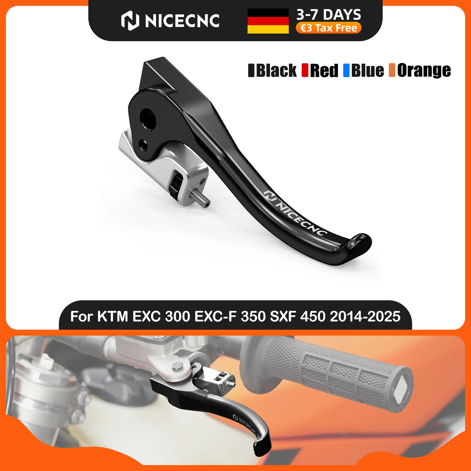 Image of NICECNC Aluminium-Kurzkupplungshebel für KTM EXC 300 EXC-F 350 SX 125 SXF 450 2014-2025, für Husqvarna FC 450 FC 350 FX 450 2022-2026, für Sherco SE 300 R SEF, GasGas MC EX, Beta RR