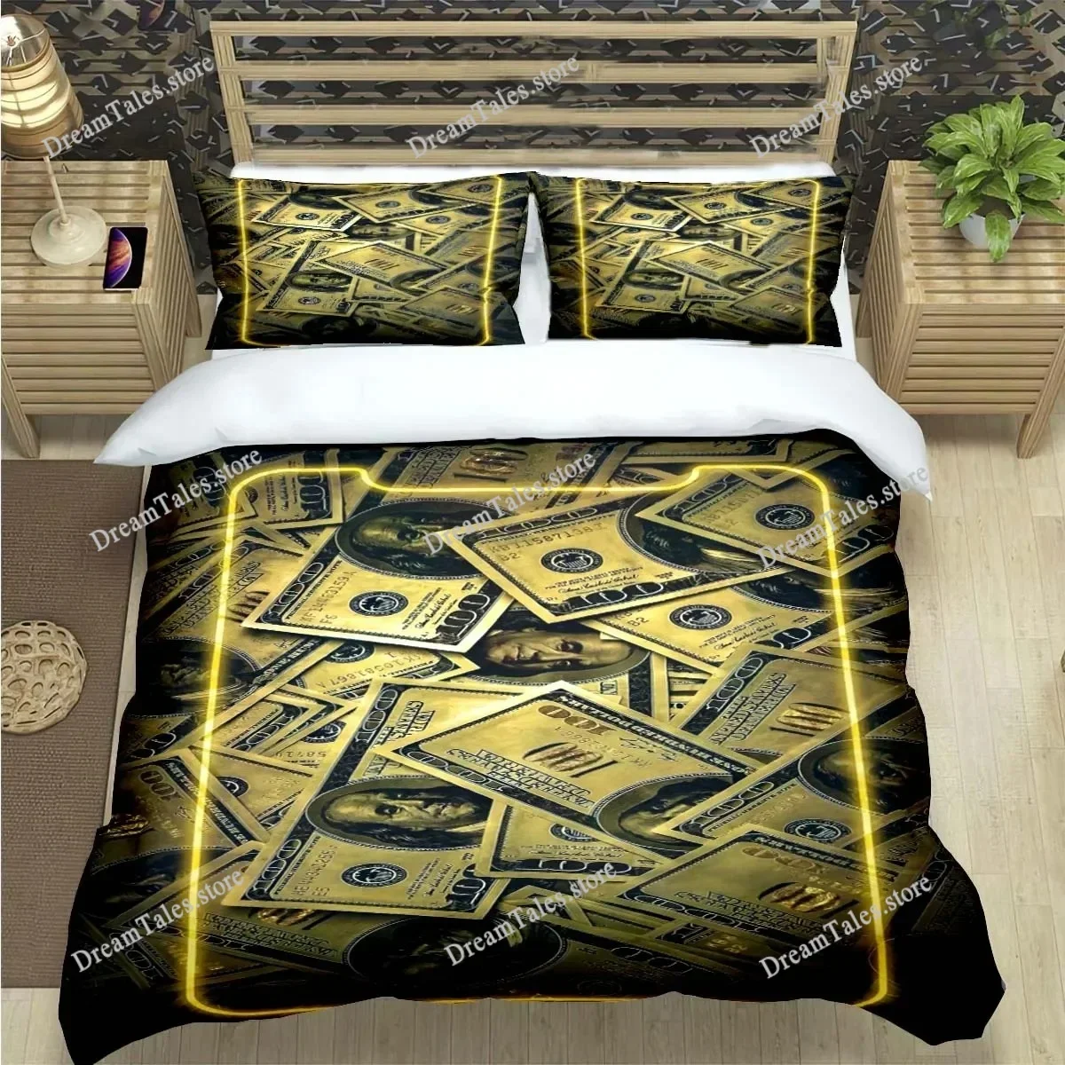 

2025 Fashion 3D Funny Money Dollar Print Bedding Sets Bed Supplies Set Duvet Cover Bed Comforter Set Bedding Set Luxury Gift