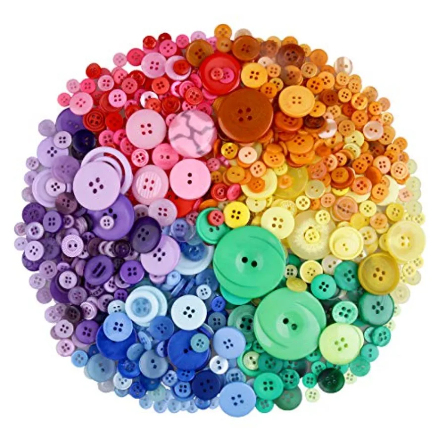 

600-700 PCS Mixed Color Assorted Sizes Round Resin Buttons for Crafts Sewing DIY Manual Button Painting DIY Handmade Ornament B