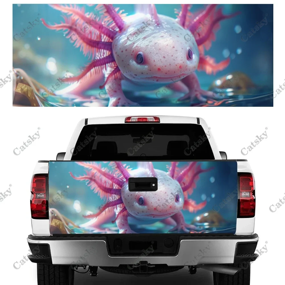

Cute Whimsical Axolotl Truck Tailgate Wrap Professional Grade Material Universal Fit for Full Size Trucks Weatherproof