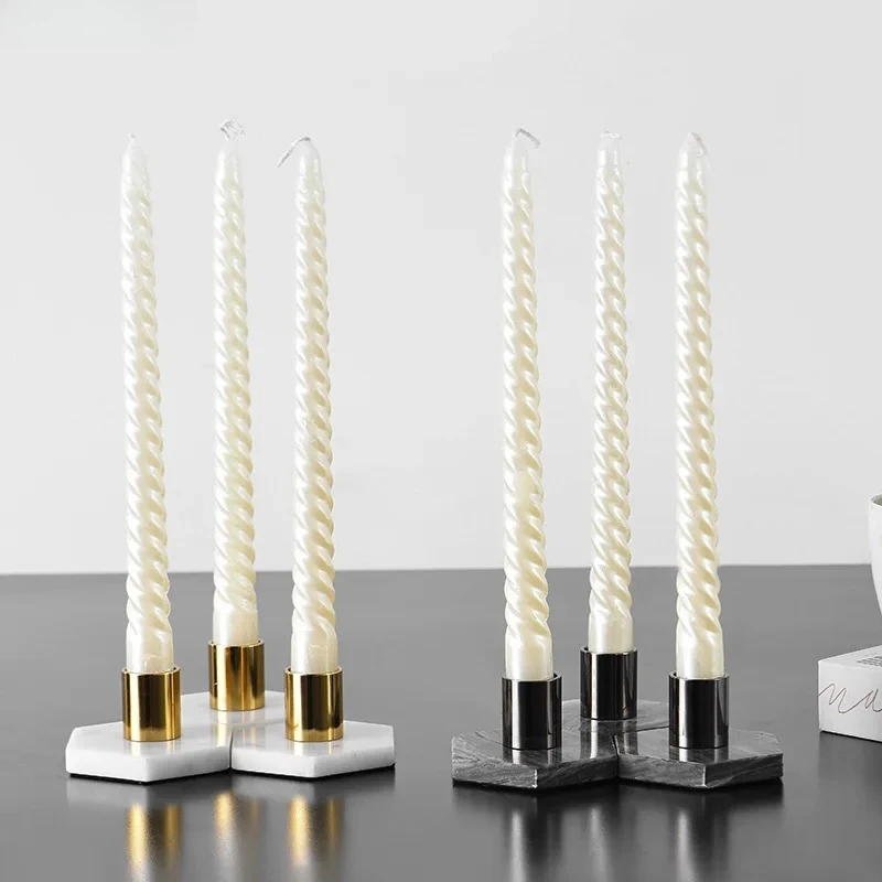 Creative Polygon Marble Candle Holder Romantic Dining Table Candlestick Desk Decoration Ornaments Wax Melt Burner Candle Holders