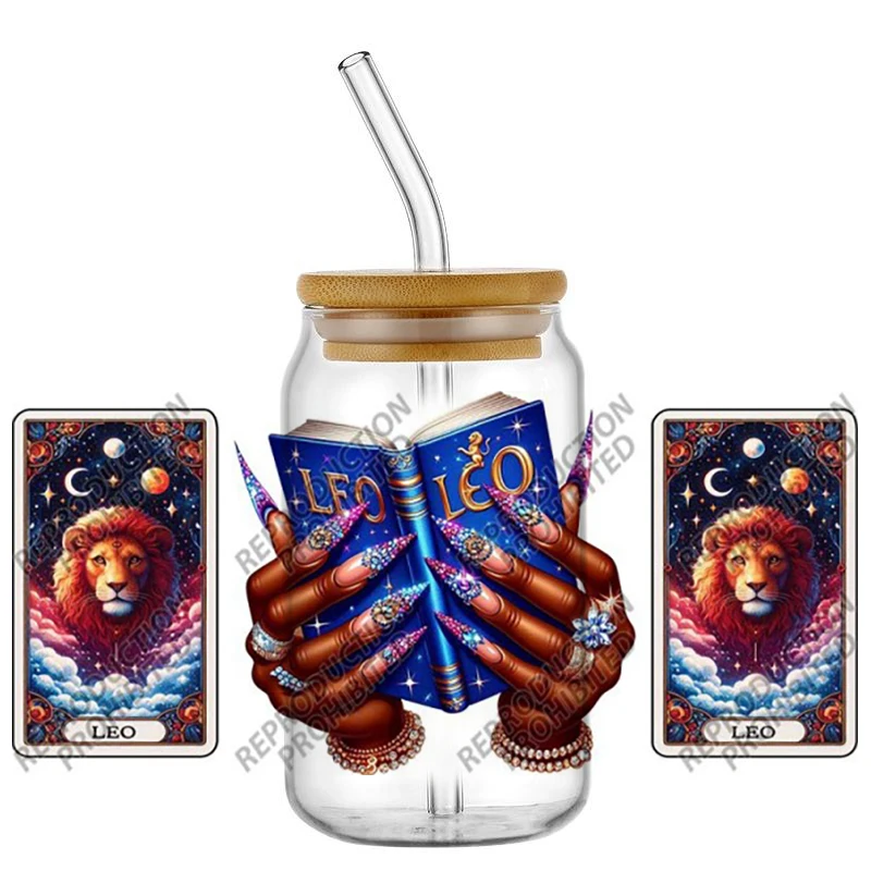 12 Zodiac Sign Tarot Card Design UV DTF Cup Wraps Transfer Stickers for Glass, Cartoon Cup Wraps Decal Stickers for Tumbler Cups