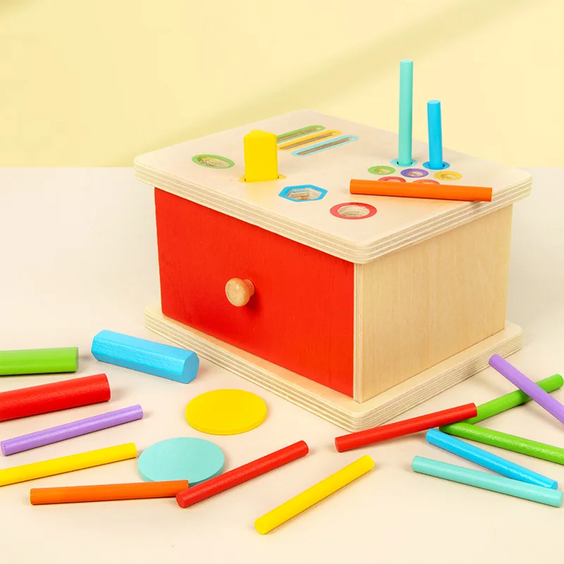 Caixa de moedas de classificação de forma de madeira montessori classificação de cores habilidades motoras finas quebra-cabeça forma jogo equilíbrio vara sensorial toygift