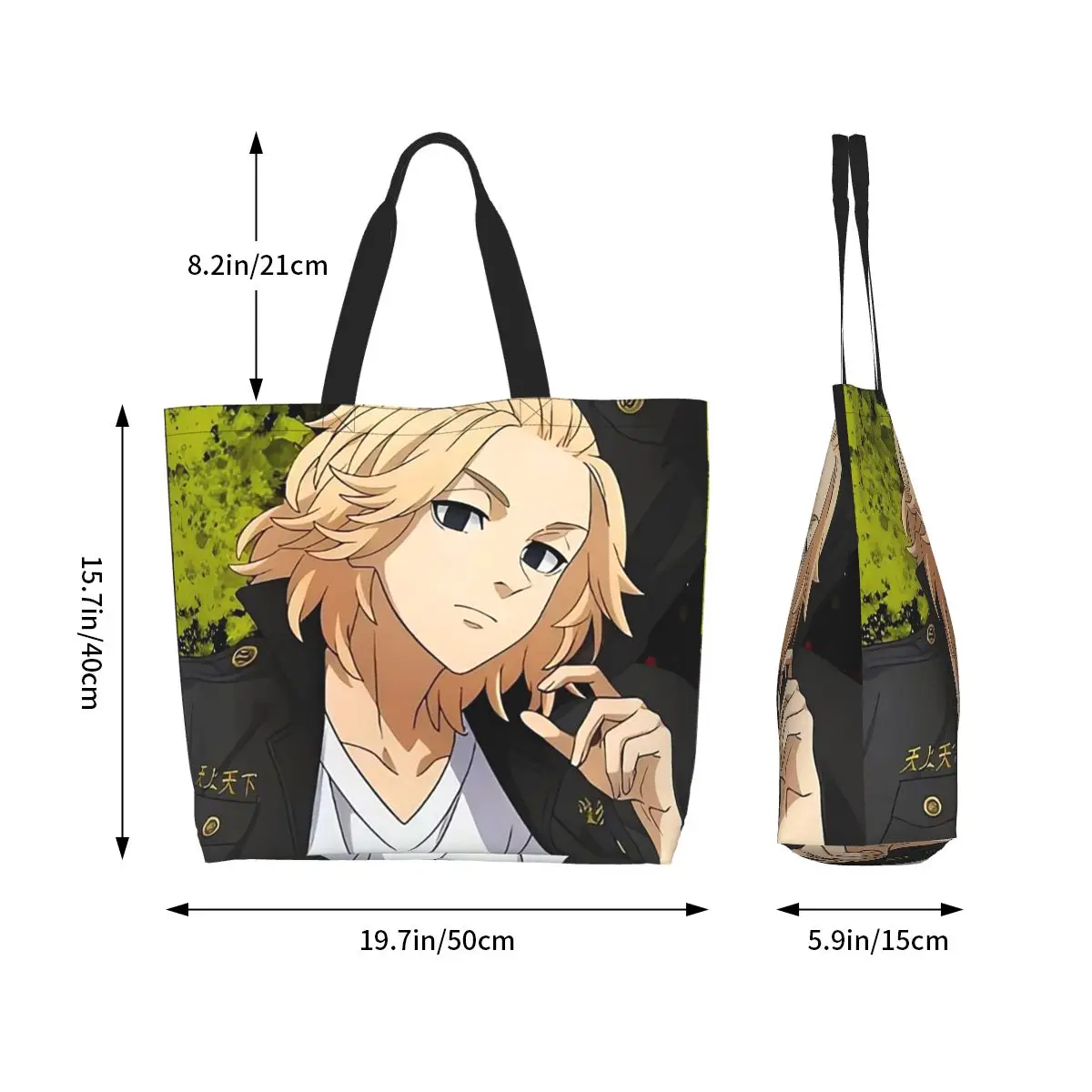 Anime Tokyo Revengers Kazutora Shopping Tote Bag Canvas Large Capacity Shoulder Bags Shopper Grocery Handbag for Women