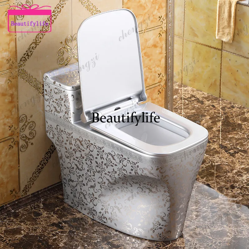 Household creative Nordic retro flush toilet silver toilet siphon water-saving deodorant color a17