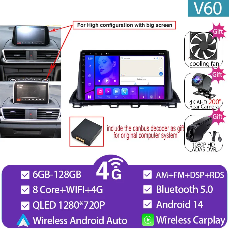 Voor Mazda 3 Axela 2014-2019 Mazda CX-4 CX4 2016-2018 Autoradio Android Auto GPS Navigatie multimedia Video Player Geen DVD