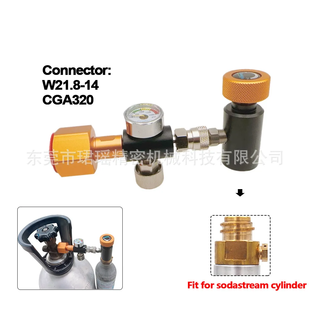 

Soda bottle inflation joint inflation valve with large to small rotation and pressure gauge
